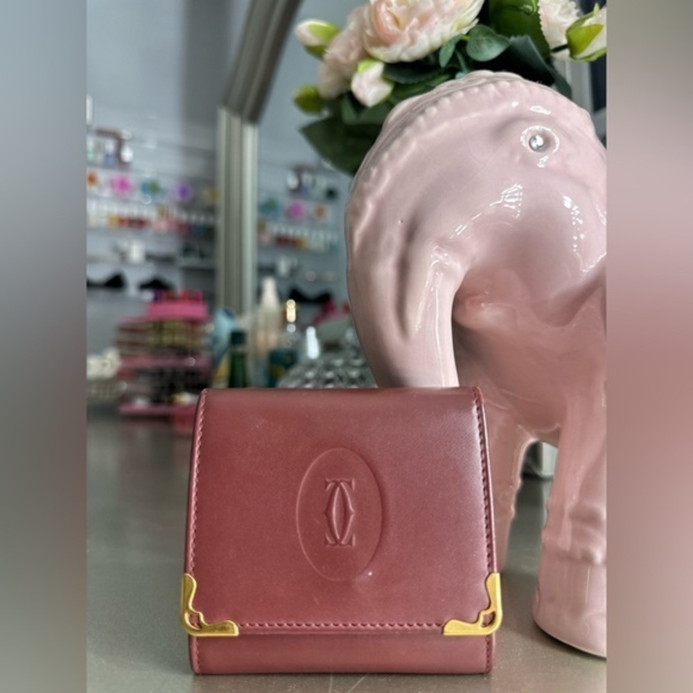 Cartier Wallet Purse Coin Purse Mastline Red Leather Woman